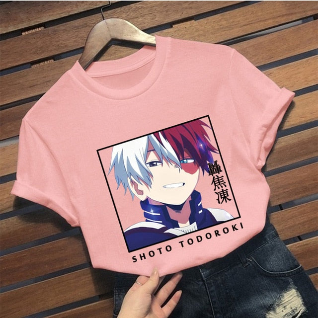 My Hero Academia Shoto Todoroki Letter Printed Anime Fashion Men Women T-shirt Casual