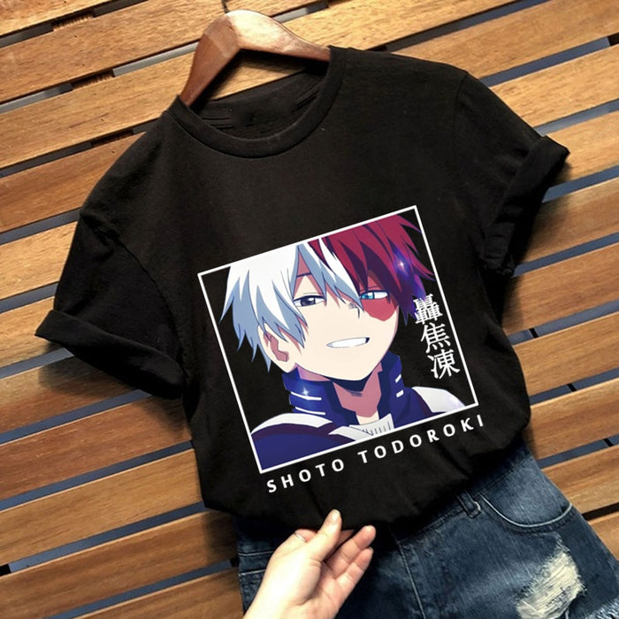 My Hero Academia Shoto Todoroki Letter Printed Anime Fashion Men Women T-shirt Casual