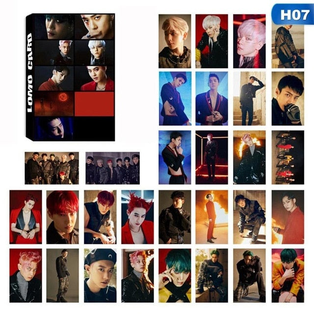 New 30Pcs/set KPOP EXO New OBSESSION 6th Album Photo Card Self Made LOMO Card Photocard