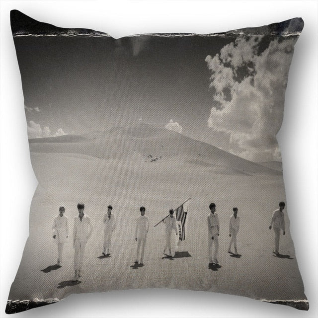 New Arrival Ateez Cotton Linen Square Zippered Pillow Cover For Office Family Customize Your Picture 45*45cm DIY