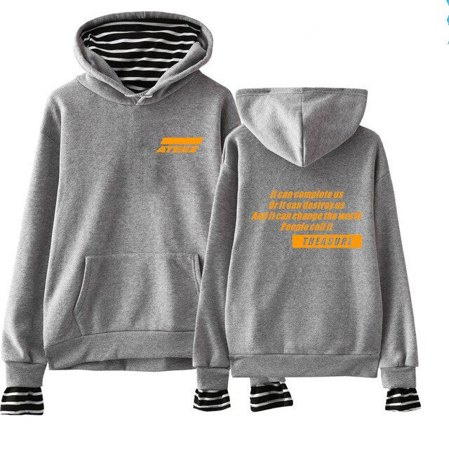 Kpop ATEEZ Sweatshirt False Two Piece Women Sweatshirt tshirts Wooyoung Mingi - Kpopshop