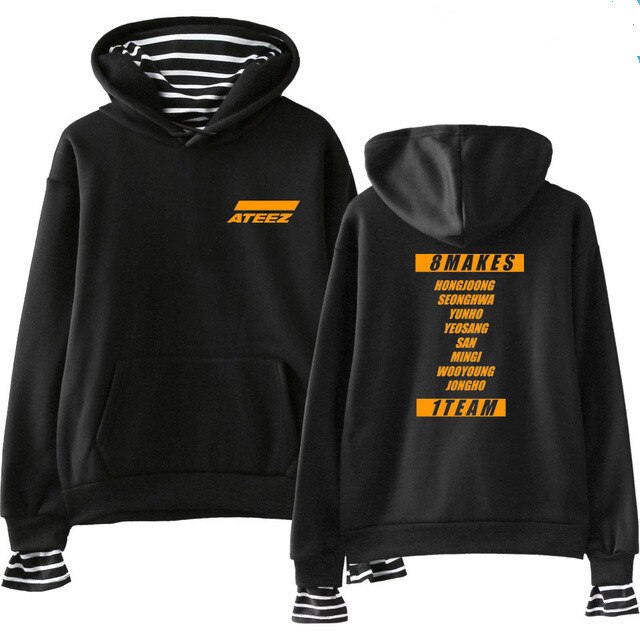 Kpop ATEEZ Sweatshirt False Two Piece Women Sweatshirt tshirts Wooyoung Mingi - Kpopshop
