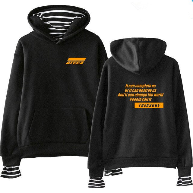 Kpop ATEEZ Sweatshirt False Two Piece Women Sweatshirt tshirts Wooyoung Mingi - Kpopshop