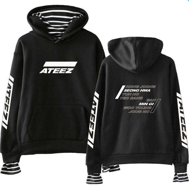 Kpop ATEEZ Sweatshirt False Two Piece Women Sweatshirt tshirts Wooyoung Mingi - Kpopshop