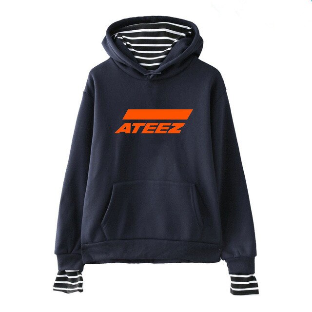 Kpop ATEEZ Sweatshirt False Two Piece Women Sweatshirt tshirts Wooyoung Mingi - Kpopshop