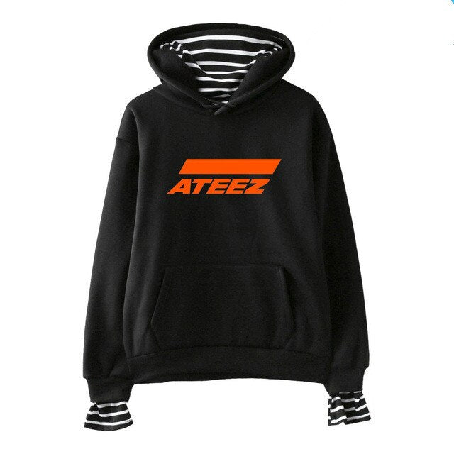 Kpop ATEEZ Sweatshirt False Two Piece Women Sweatshirt tshirts Wooyoung Mingi - Kpopshop