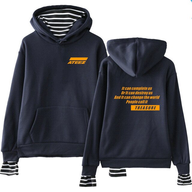 Kpop ATEEZ Sweatshirt False Two Piece Women Sweatshirt tshirts Wooyoung Mingi - Kpopshop