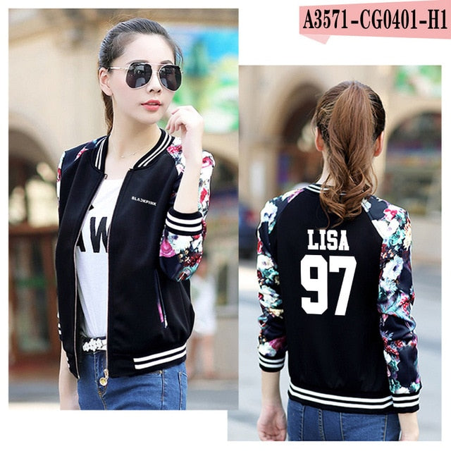 New Baseball Jacket Black Pink KPOP Jackets In Your Area Album LISA JENNIE JISOO Letter Print Fans Clothes K-POP Jacket Coats