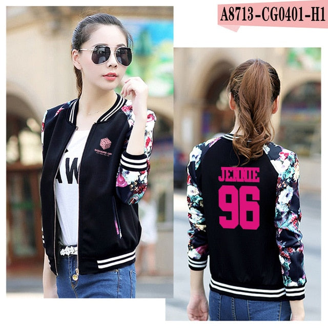 New Baseball Jacket Black Pink KPOP Jackets In Your Area Album LISA JENNIE JISOO Letter Print Fans Clothes K-POP Jacket Coats