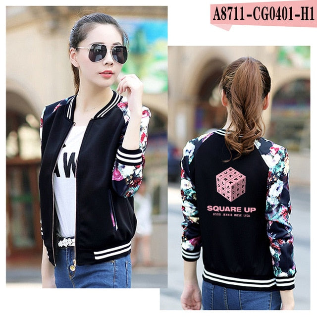 New Baseball Jacket Black Pink KPOP Jackets In Your Area Album LISA JENNIE JISOO Letter Print Fans Clothes K-POP Jacket Coats