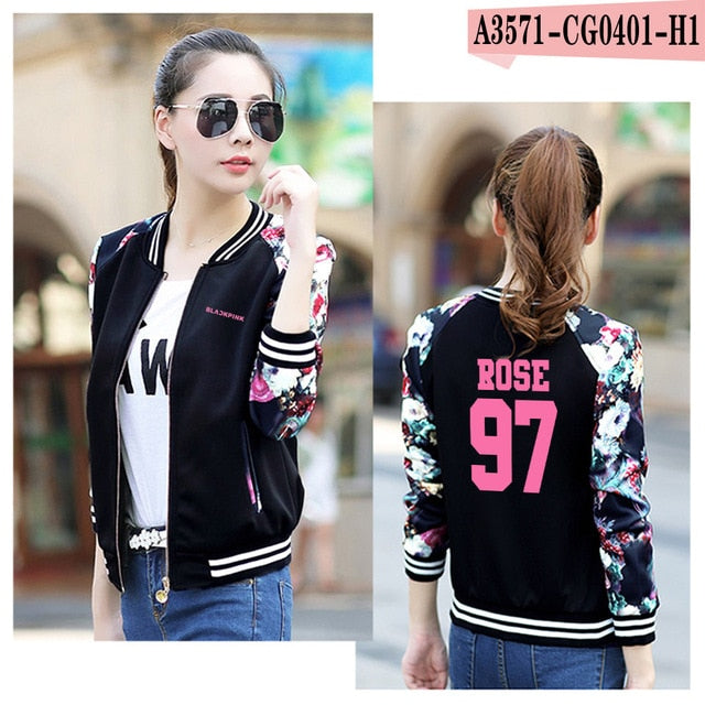 New Baseball Jacket Black Pink KPOP Jackets In Your Area Album LISA JENNIE JISOO Letter Print Fans Clothes K-POP Jacket Coats