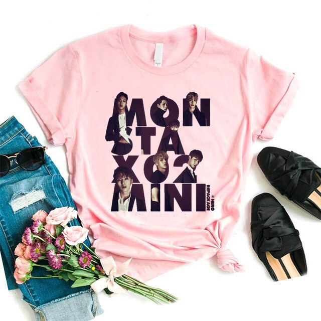 New Cool Printed Men Women Teens MONSTA X T-Shirt Boys Girls T-Shirt Casual Cotton Couple Short Sleeve Tee Tops Surprise Gift