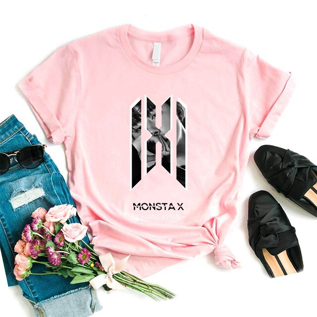 New Cool Printed Men Women Teens MONSTA X T-Shirt Boys Girls T-Shirt Casual Cotton Couple Short Sleeve Tee Tops Surprise Gift