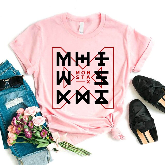 New Cool Printed Men Women Teens MONSTA X T-Shirt Boys Girls T-Shirt Casual Cotton Couple Short Sleeve Tee Tops Surprise Gift