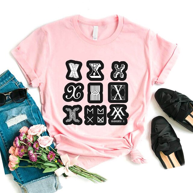 New Cool Printed Men Women Teens MONSTA X T-Shirt Boys Girls T-Shirt Casual Cotton Couple Short Sleeve Tee Tops Surprise Gift