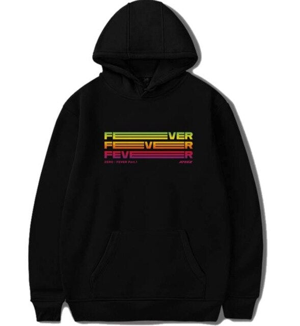 New Fashion K Pop Ateez Comeback Concert Zero Fever Part 1 Same Printing Hoodies Unisex Fashion Fleece Pullover Sweatshirt