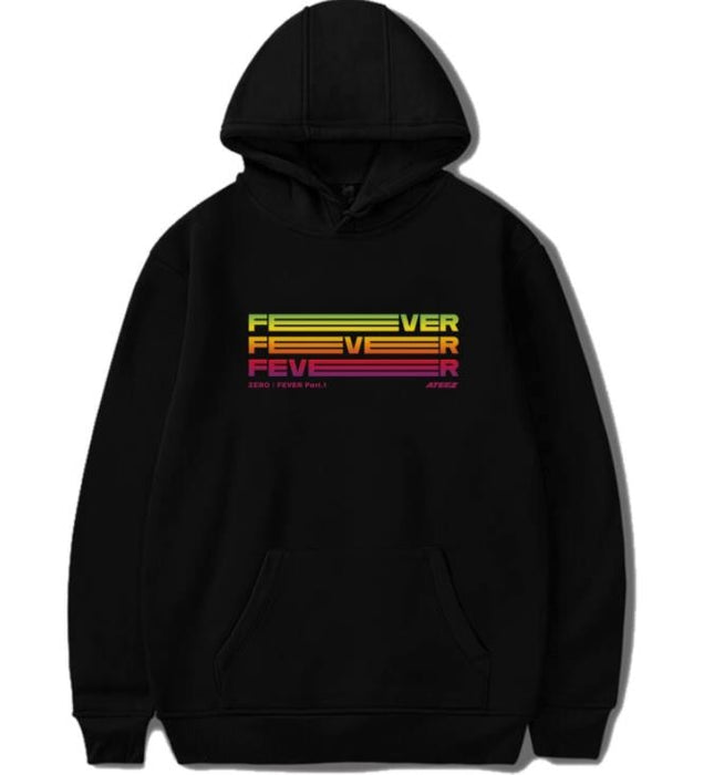 New Fashion K Pop Ateez Comeback Concert Zero Fever Part 1 Same Printing Hoodies Unisex Fashion Fleece Pullover Sweatshirt