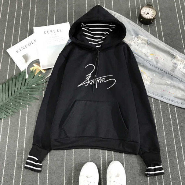 New Fashion EXO Korean Style Sweatshirt for Women Exo Kpop Clothes Casual Hoodies Letter Printed  Fleece Pullover Hooded