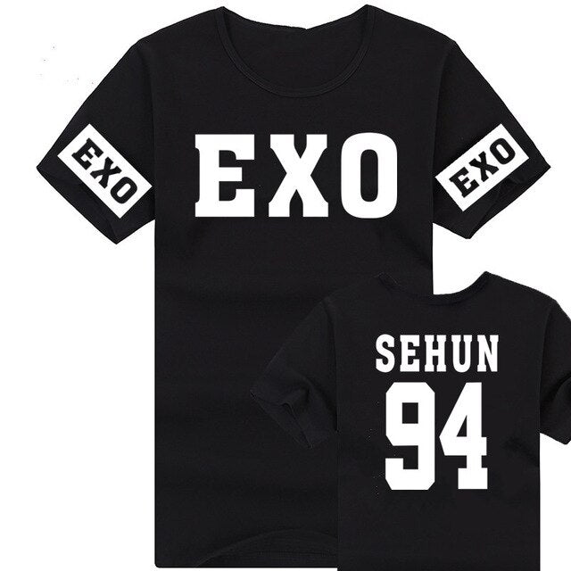New 2021 Fashion Kpop Exo Kar Sehun Xiumin Baekhyun Terra Sticker T-shirt Women T-shirt Women Exo Tshirt