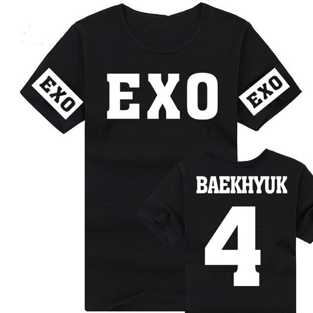 New 2021 Fashion Kpop Exo Kar Sehun Xiumin Baekhyun Terra Sticker T-shirt Women T-shirt Women Exo Tshirt