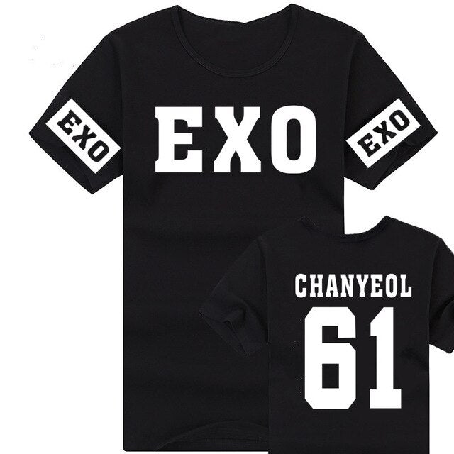 New 2021 Fashion Kpop Exo Kar Sehun Xiumin Baekhyun Terra Sticker T-shirt Women T-shirt Women Exo Tshirt