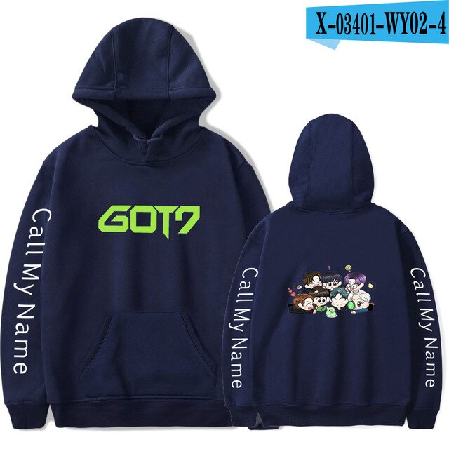 New Got7 Kpop Hoodie Baby Figure Cartoon Cute Hoodies Sweatshirts Hip Hop Men Women Hooded Pullover Long Sleeve Hoody Tracksuit