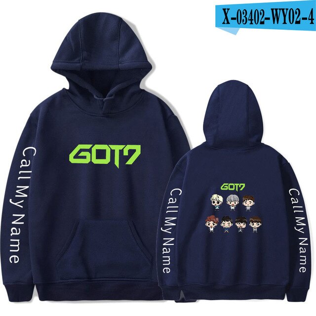 New Got7 Kpop Hoodie Baby Figure Cartoon Cute Hoodies Sweatshirts Hip Hop Men Women Hooded Pullover Long Sleeve Hoody Tracksuit