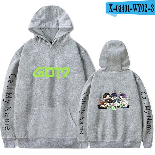 New Got7 Kpop Hoodie Baby Figure Cartoon Cute Hoodies Sweatshirts Hip Hop Men Women Hooded Pullover Long Sleeve Hoody Tracksuit