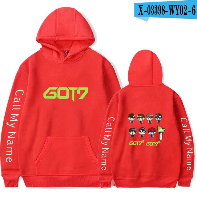 New Got7 Kpop Hoodie Baby Figure Cartoon Cute Hoodies Sweatshirts Hip Hop Men Women Hooded Pullover Long Sleeve Hoody Tracksuit
