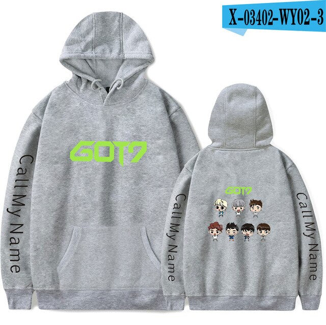 New Got7 Kpop Hoodie Baby Figure Cartoon Cute Hoodies Sweatshirts Hip Hop Men Women Hooded Pullover Long Sleeve Hoody Tracksuit