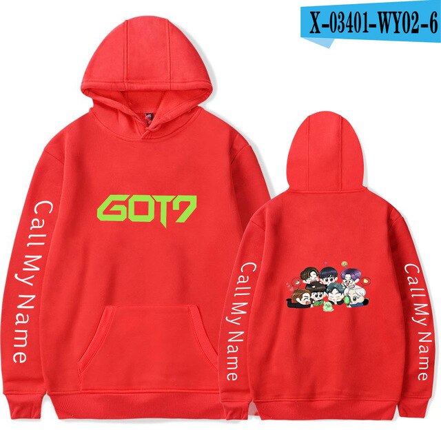 New Got7 Kpop Hoodie Baby Figure Cartoon Cute Hoodies Sweatshirts Hip Hop Men Women Hooded Pullover Long Sleeve Hoody Tracksuit