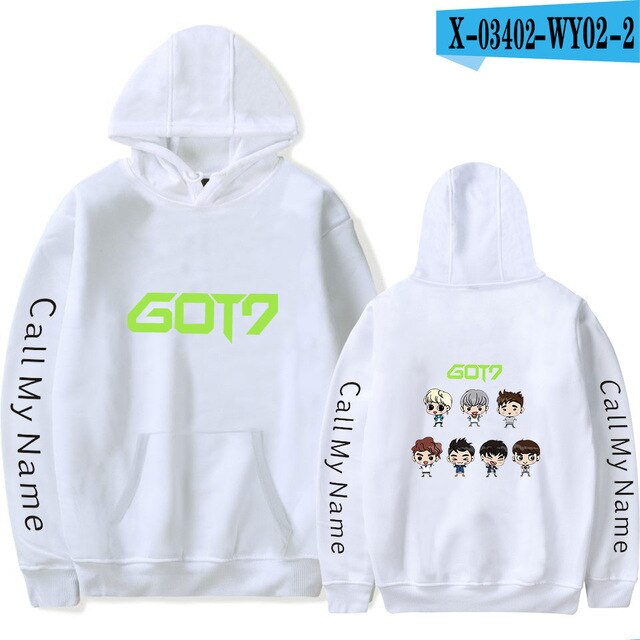 New Got7 Kpop Hoodie Baby Figure Cartoon Cute Hoodies Sweatshirts Hip Hop Men Women Hooded Pullover Long Sleeve Hoody Tracksuit