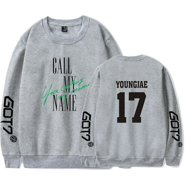 New Got7 YOUNGJAE Kpop Hoodie Pullover Men Women Capless Sweatshirts Casual O-neck Long Sleeve Unisex Hoodies Tops Plus Size 4XL