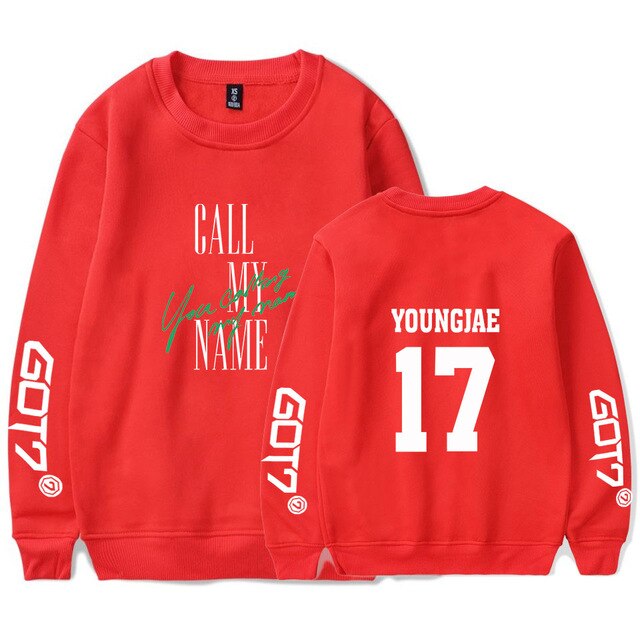 New Got7 YOUNGJAE Kpop Hoodie Pullover Men Women Capless Sweatshirts Casual O-neck Long Sleeve Unisex Hoodies Tops Plus Size 4XL