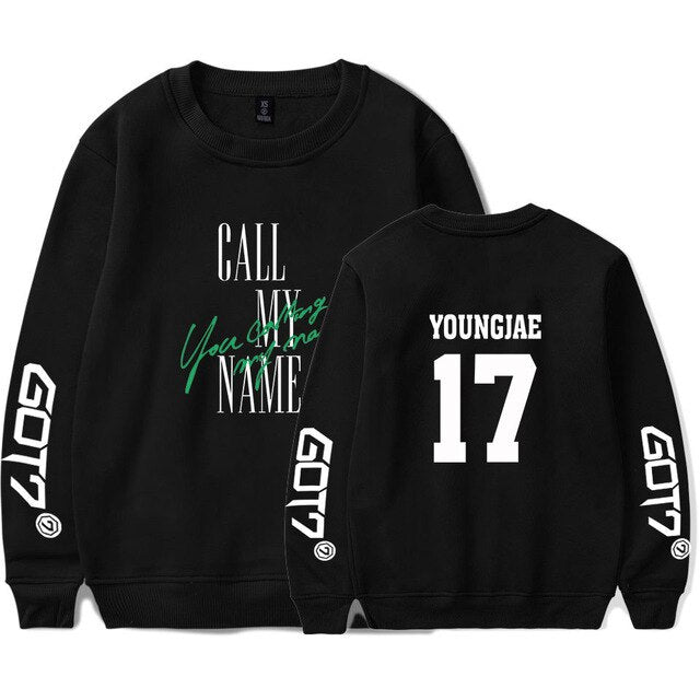 New Got7 YOUNGJAE Kpop Hoodie Pullover Men Women Capless Sweatshirts Casual O-neck Long Sleeve Unisex Hoodies Tops Plus Size 4XL