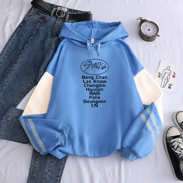 Korean Style KPOP Straykids Stray Kids Album Women Hoodies Sweatshirt Long Sleeve Patchwork