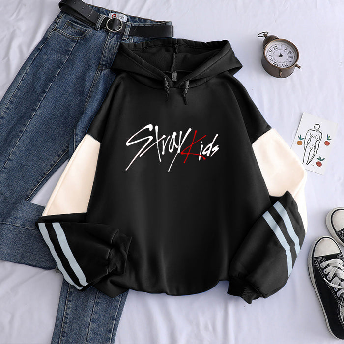 Korean Style KPOP Straykids Stray Kids Album Women Hoodies Sweatshirt Long Sleeve Patchwork