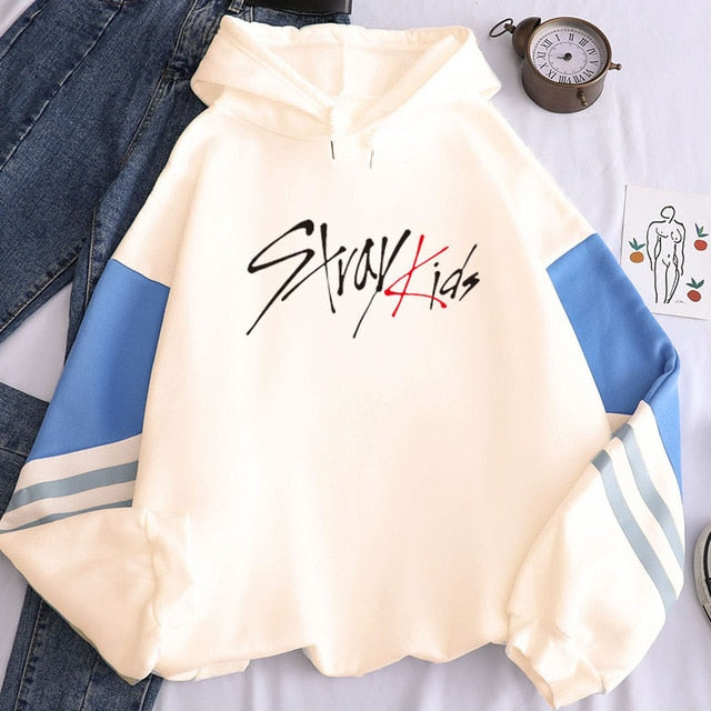 KPOP  Stray Kids Album Women Hoodies Sweatshirts Long Sleeve Patchwork Hooded Tops Pullovers
