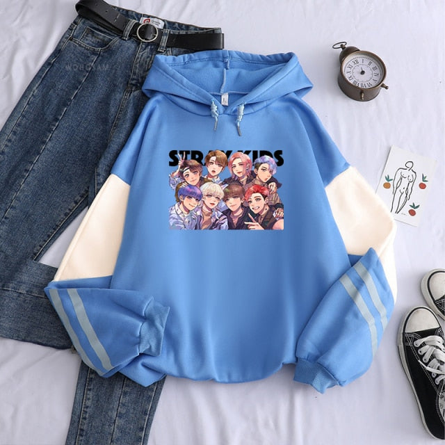 New  Straykids Street Boy Women Sweatshirt KPOP Album Men Long Sleeve Oversize Itself Patchwork Hoodes Tops