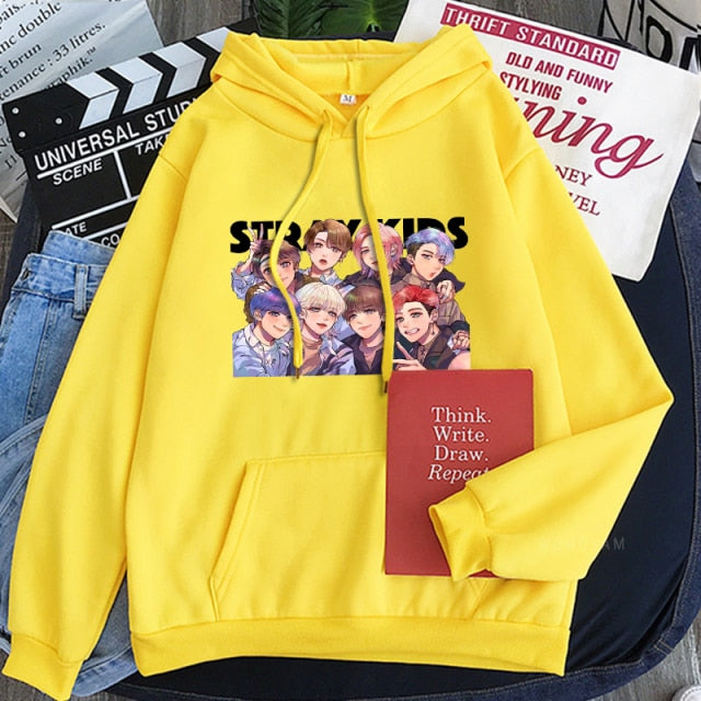 New  Straykids Street Boy Women Sweatshirt KPOP Album Men Long Sleeve Oversize Itself Patchwork Hoodes Tops