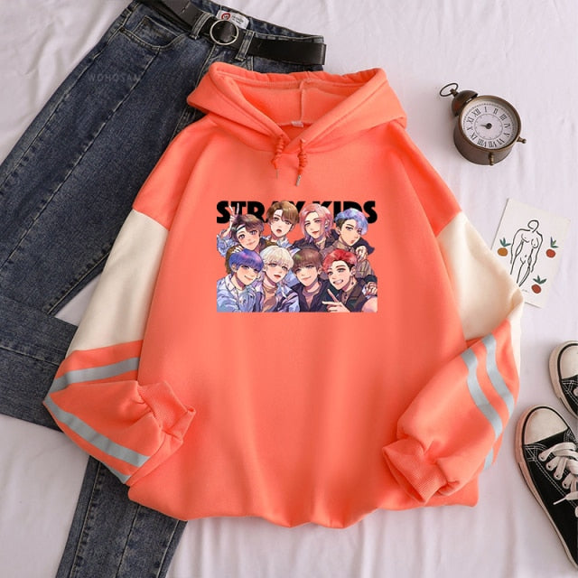 New  Straykids Street Boy Women Sweatshirt KPOP Album Men Long Sleeve Oversize Itself Patchwork Hoodes Tops