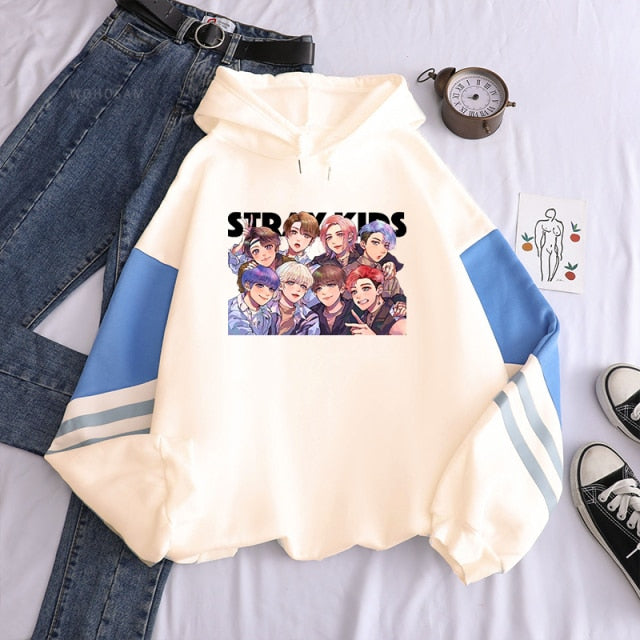 New  Straykids Street Boy Women Sweatshirt KPOP Album Men Long Sleeve Oversize Itself Patchwork Hoodes Tops