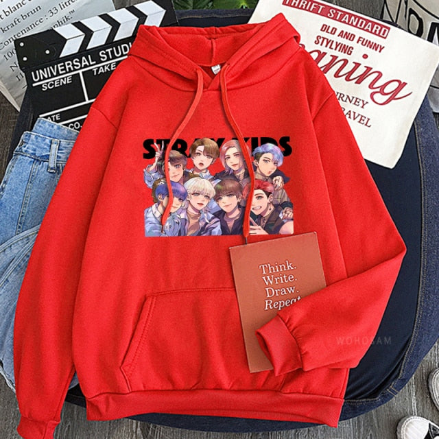 New  Straykids Street Boy Women Sweatshirt KPOP Album Men Long Sleeve Oversize Itself Patchwork Hoodes Tops