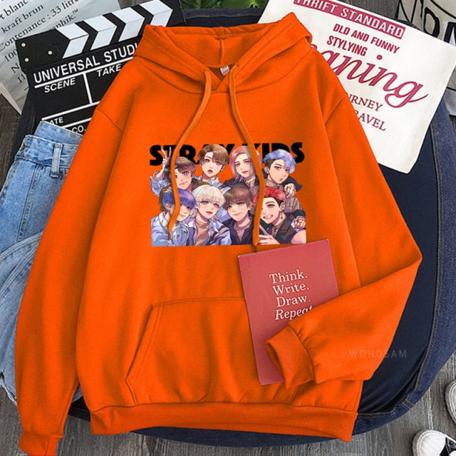 New  Straykids Street Boy Women Sweatshirt KPOP Album Men Long Sleeve Oversize Itself Patchwork Hoodes Tops
