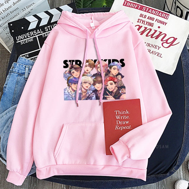 New  Straykids Street Boy Women Sweatshirt KPOP Album Men Long Sleeve Oversize Itself Patchwork Hoodes Tops