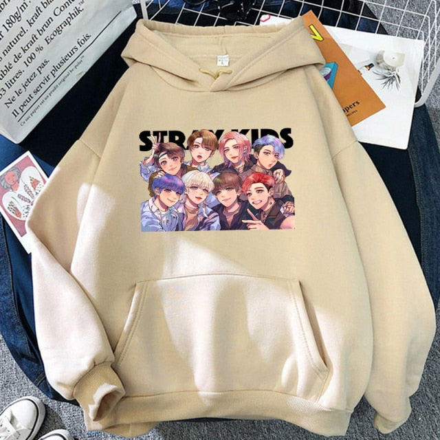 New  Straykids Street Boy Women Sweatshirt KPOP Album Men Long Sleeve Oversize Itself Patchwork Hoodes Tops