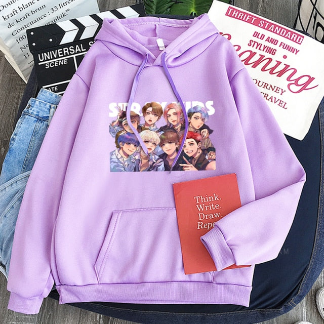 New  Straykids Street Boy Women Sweatshirt KPOP Album Men Long Sleeve Oversize Itself Patchwork Hoodes Tops