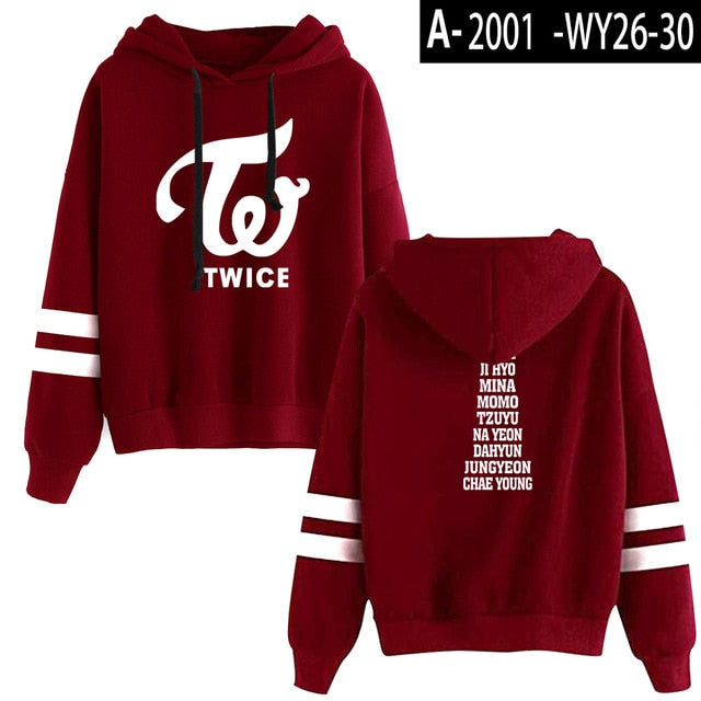New KPOP TWICE Hooded Sweatshirts   Long Sleeve Pullover Hoodies
