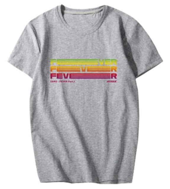 New Fashion Kpop Ateez Mini Concert Zero Fever Same Printing O Neck T Shirt Unisex Short Sleeve