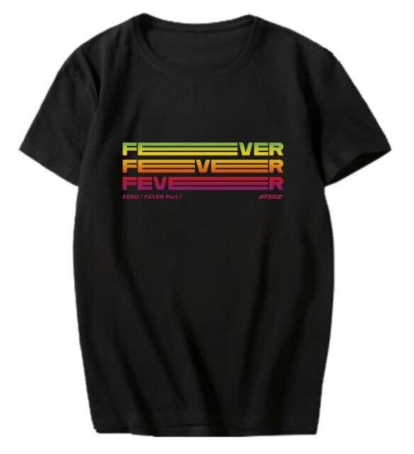 New Fashion Kpop Ateez Mini Concert Zero Fever Same Printing O Neck T Shirt Unisex Short Sleeve